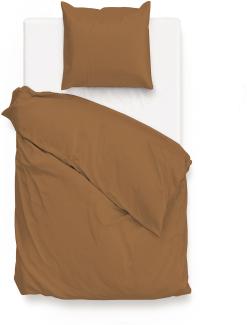 Zo!Home Bettwäsche Satinado 200x220 100% Baumwolle Mako-Satin Cognac Brown 60x70 Kissen