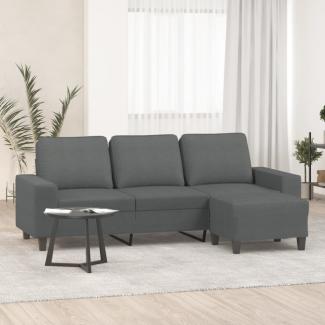 vidaXL 3-Sitzer-Sofa mit Hocker Dunkelgrau 180 cm Stoff 3201152