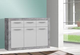 Kommode Sideboard Anrichte 118cm beton lichtgrau weiß