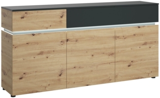 Sideboard >LUCI< 3 Türen, 2 Schübe, Artisan Eiche Dekor/Kosmos Grau - 181x90x40cm BxHxT