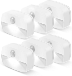BlingBin LED Nachtlicht 6 Stück Nachtlicht mit Bewegungsmelder LED Nachtlampe, Auto EIN/AUS, LED fest integriert, Tageslichtweiß, Auto EIN/AUS Sensor Licht für Flur, Bad, Schlafzimmer,Toilettenlicht