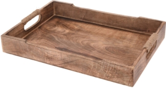 Koopman Dekotablett Serviertablett Holztablett Mango Braun Unbehandelt Rustikal 3 Größen (1 St), Tablett, Mangoholz, Serviertablett