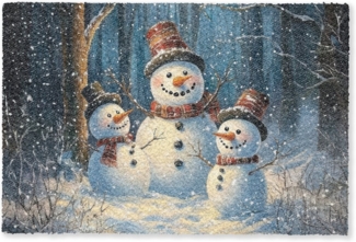 MuchoWow Fußmatte Schneemann - Schnee - Winter - Wald, Rechteckig, innen Schmutzfangmatte, Tür, Schmutzfänger Flur, Teppich, 60x40 cm