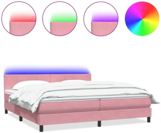 vidaXL Boxspringbett mit Matratze Rosa 180x220 cm Samt 3316754