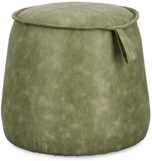 Pouf Rudina aus Kunstleder, Olive, 52x52x44 cm