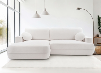 AX LIVING Ecksofa mit Schlaffunktion Peoni 267cm weiß mit Bettkasten L