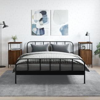 vidaXL Nachttische 2 Stk. Braun Eichen-Optik 41x31x80 cm Holzwerkstoff 825932