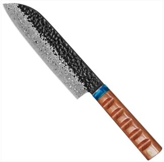 KingLux Damastmesser Damast Santokumesser aus Damaszener Stahl Küchenmesser