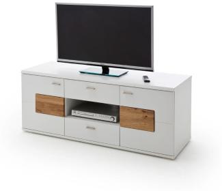 TV-Board '30 KANSAS' weiß matt Lack Wildeiche massiv 140