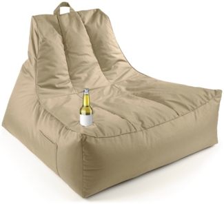 Lumaland Sitzsack-Lounge In-& Outdoor 380l beige mit Flaschenhalter
