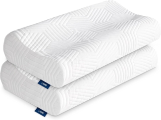 LAMB Höheneinstellbares Memory Foam Nackenstützkissen,Polyester weiß, 60x36 cm, 2 Stück