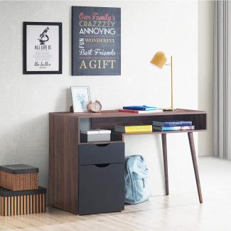 COSTWAY Schreibtisch mit offenem Fach und Schrank, Computertisch Holz, Bürotisch modern 120x55x78cm für Schlafzimmer, Büro, Wohnzimmer