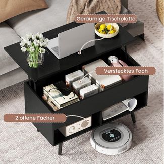COSTWAY Couchtisch, höhenverstellbar mit Gasdruckmechanismus 80x40x46-60cm
