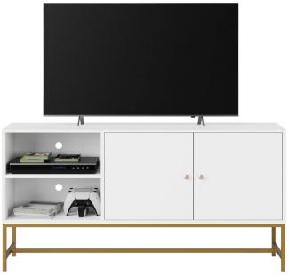 Homfa Lowboard, Fernsehschrank Fernsehtisch Weiß und Gold 120 x 30 x 60.3 cm