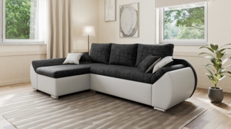 MOEBLO Ecksofa ALEX, L-Form mit Hocker & Schlaffunktion, Strukturstoff + Kunstleder, inkl. Bettkasten & Kissen, (BxHxT): 275 × 90 × 155 cm