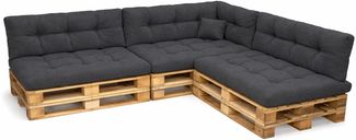 POKAR Palettenkissen Palletenauflagen Palettenpolster Palettensofa Palettenmöbel 8er Set: Sitzkissen 120x80 + Rückenlehne 120x40, Anthrazit