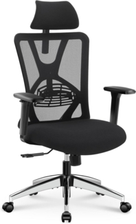 Ergonomischer Bürostuhl mit hoher Rückenlehne, Lendenwirbelstütze & 3D Armlehne