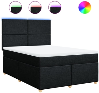 vidaXL Boxspringbett mit Matratze Schwarz 140x190 cm Stoff 3293570