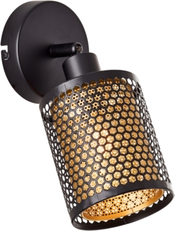 Brilliant Lampe Cheval Wandspot schwarz gold Metall/Bambus schwarz 1x D45, E14, 28 W