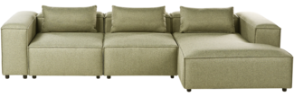 Modul Ecksofa 4-Sitzer BRANDE Stoff Hellgrün linksseitig