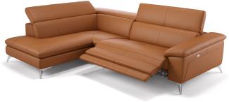 Sofanella Ledercouch STELLA Ledersofa Ecksofa Wohnlandschaft in Cognac