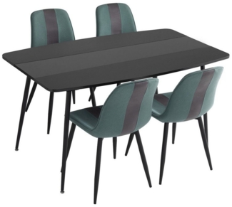 Mondeer Essgruppe Esszimmergruppe, (Set, 5/7-tlg), (1 Tisch mit 4/6 Stühlen), Moderner Esstisch und Polsterstuhl mit Metallbeinen