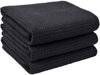 Schwarze Microfaser Küchentücher 3er Pack 40x56cm Waffelgewebe Fusselfrei