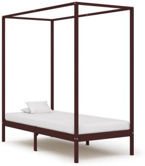 vidaXL Himmelbett-Gestell Dunkelbraun Massivholz Kiefer 100 x 200 cm 283269