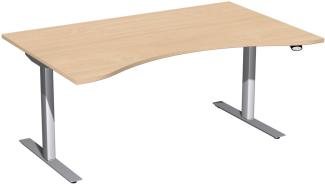 Elektro-Hubtisch 'Flex', höhenverstellbar, 160 x 100 x 68-116cm, Buche / Silber