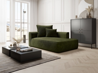 Vente-unique - Recamiere linksseitig - Cord - Khaki - PINETA