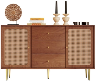 HAUSS SPOLE Kommode Kommode Schubladenkommode Sideboard Highboard (Schubladenkommode mit 2 Türen und 3 Schubladen aus Holz Massivholz), Verstellbare Ablage