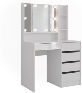 Schminktisch Sherry Weiß/Weiß Hochglanz 89.8 cm 4 Teile Vicco