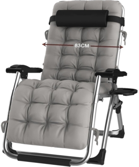 Klappbare Sonnenliege mit Abdeckung und Polsterauflage Silber