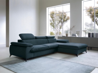 Vente-unique - Ecksofa mit Schlaffunktion - Ecke rechts - Samt - Hellblau - SAMARA von PASCAL MORABITO