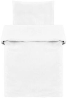 Makian Kinderbettwäsche Uni Weiß, Baumwolle, Kinderbettwäsche 80x80 cm / 35x40 cm Deckenbezug, Kissenbezug