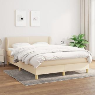 vidaXL Boxspringbett mit Matratze Creme 140x190 cm Stoff 3126642