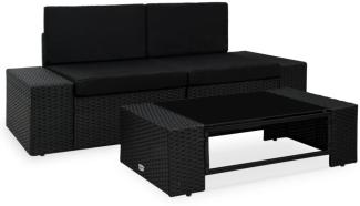 vidaXL 3-tlg. Garten-Lounge-Set Poly Rattan Schwarz