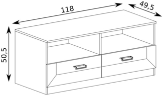 Lomadox Lowboard TEORA-161, in Alt-Eiche braun Oak Schubkästen Fächer 118 x 50,5 x 49,5 cm