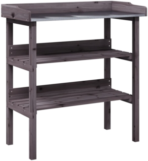 vidaXL Pflanztisch mit Ablagen Grau 78x38x82,5 cm Massivholz Tanne 156354