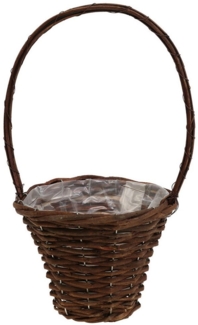 Viana Dekokorb Korb mit Henkel, Pflanzkorb Rustikal Ø24×H18cm