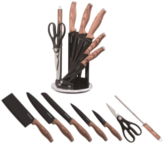 Messer Kochmesser Messerständer Messerset drehbar 8-tlg. KS05 Holzoptik