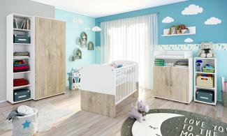 Hanna Set 6: best. aus Babybett, Kommode, Wickelaufsatz, Wandboard, Regal mit 3 Fächern, Regal mit 6 Fchern und Kleiderschrank 2-trg.