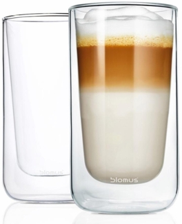 Blomus Nero Latte Machiattogläser-Set, 2-tlg, Thermo-Latte Machiattogläser, Latte Machiattobecher, Glas, Becher, 320 ml, 63655