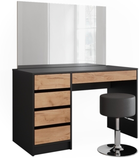 Schminktisch Sherry Anthrazit/Goldkraft Eiche 120 x 75 cm mit Spiegel und Hocker Vicco