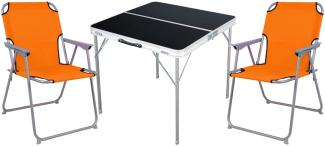 3-teiliges Campingmöbel Set Alu L80xB80xH70cm Orange