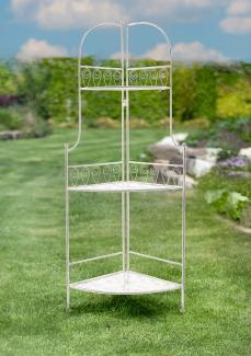 Eckregal 3 Etagen Metallregal Blumenregal Etagere Gartendeko Metall antik weiß