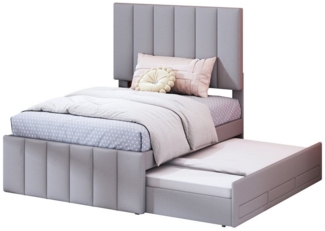 REDOM Polsterbett Funktionsbett mit Rollbett und Stauraumschubladen (hautfreundliche Leinenpolsterung 90x200 cm), ohne Matratze