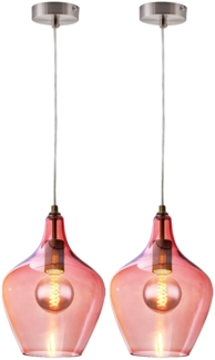 2x Hängeleuchte, silber, Glas pink , H 150 cm