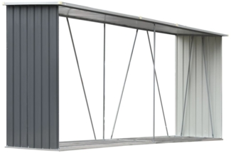 vidaXL Brennholzlager aus verzinktem Stahl 330x84x152 cm Grau 44859