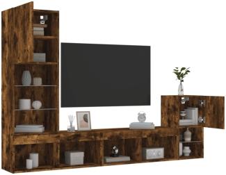 vidaXL 4-tlg. Wohnwand mit LED-Beleuchtung Räuchereiche Holzwerkstoff 3216665